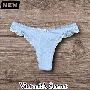 New Victoria’s Secret Lace Thong Panty – Light Blue – Size Medium